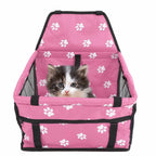 Bear Paw Pattern Pet Carrier Cage Washable Pet Car Travel Safety Seat with Support RodPink
