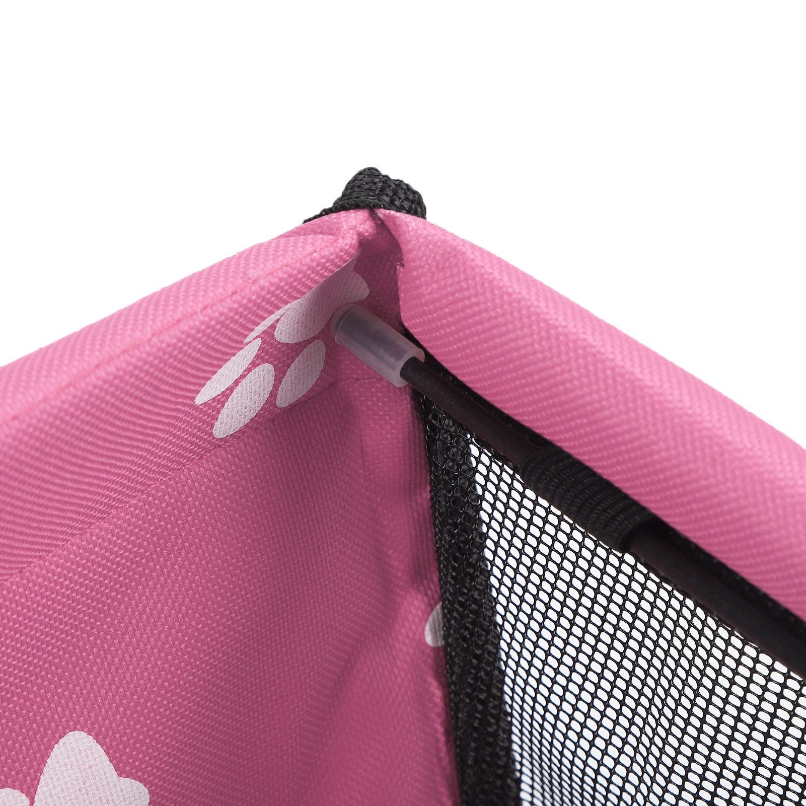 Bear Paw Pattern Pet Carrier Cage Washable Pet Car Travel Safety Seat with Support RodPink