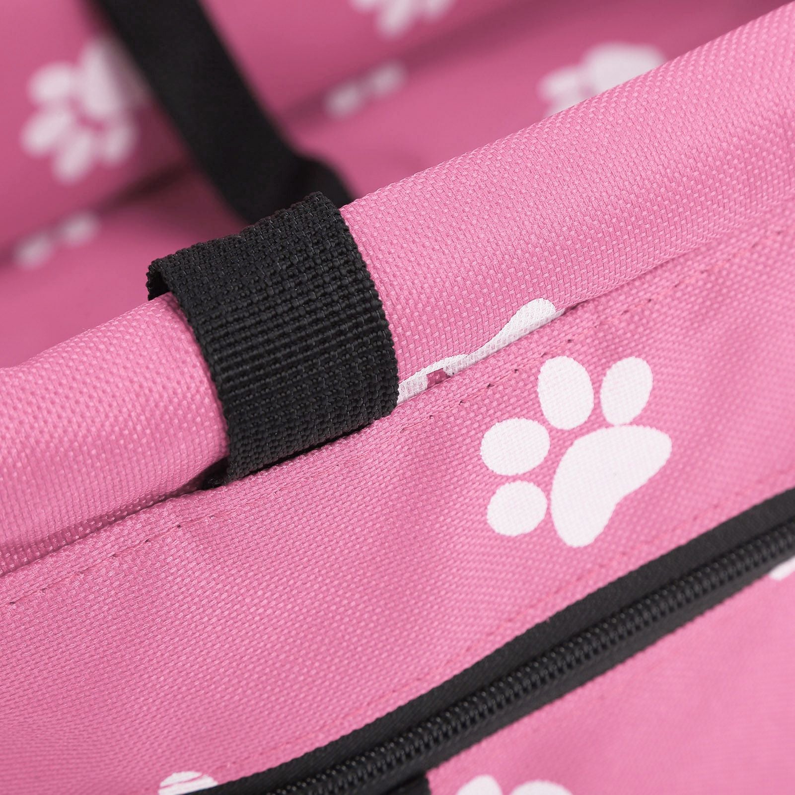 Bear Paw Pattern Pet Carrier Cage Washable Pet Car Travel Safety Seat with Support RodPink
