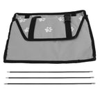 Bear Paw Pattern Pet Carrier Cage Washable Pet Car Travel Safety Seat with Support RodGray