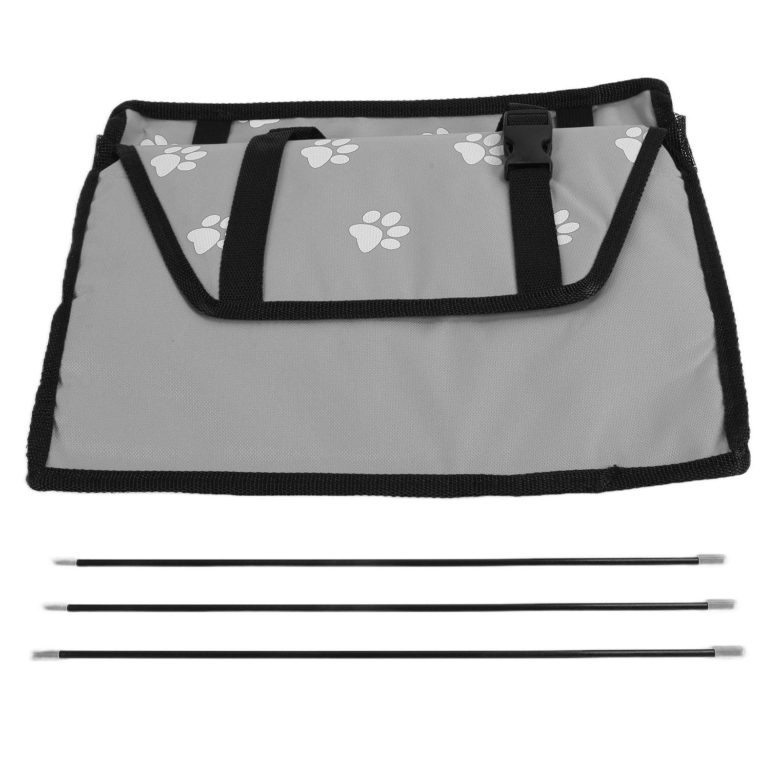 Bear Paw Pattern Pet Carrier Cage Washable Pet Car Travel Safety Seat with Support RodGray