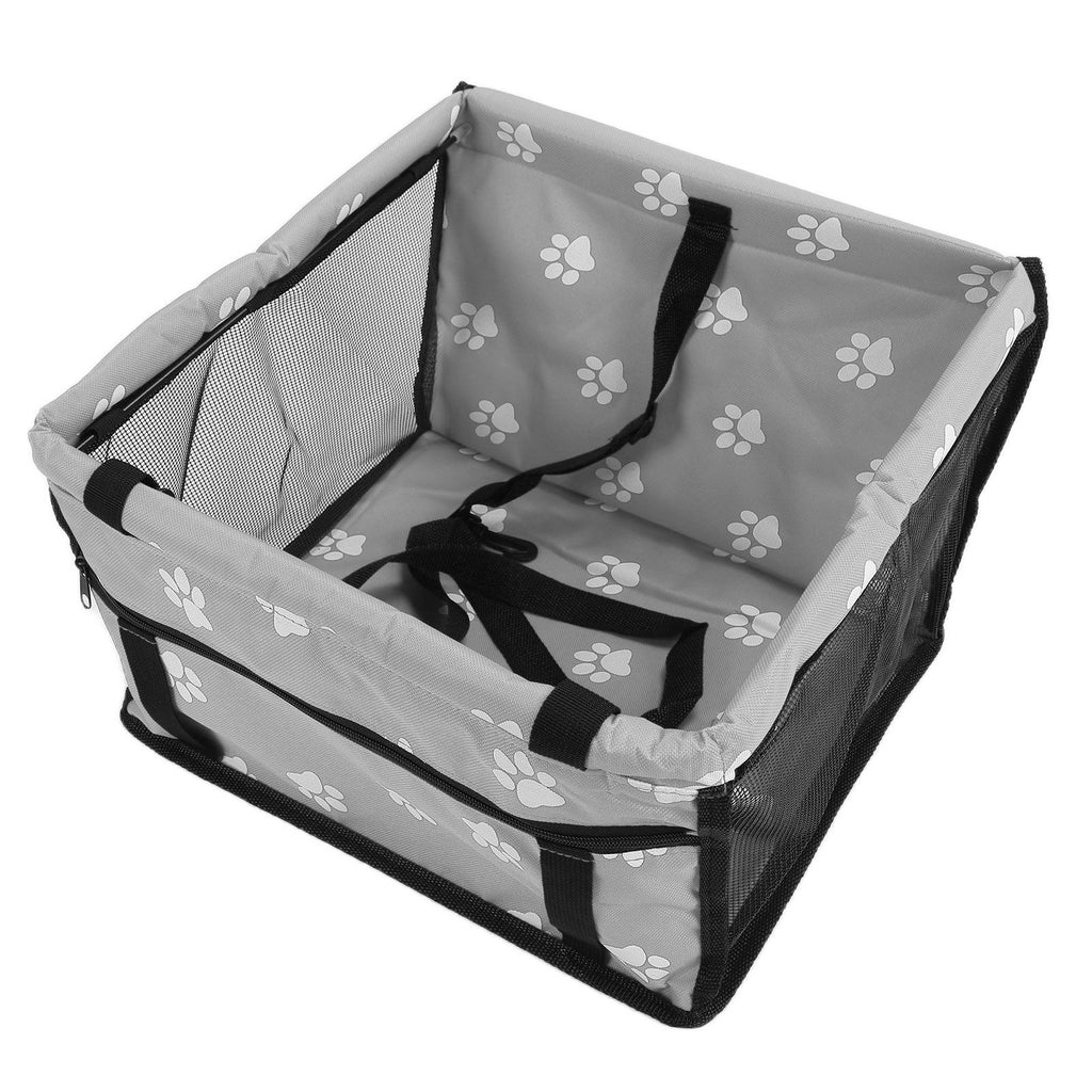 Bear Paw Pattern Pet Carrier Cage Washable Pet Car Travel Safety Seat with Support RodGray