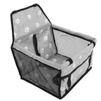 Bear Paw Pattern Pet Carrier Cage Washable Pet Car Travel Safety Seat with Support RodGray