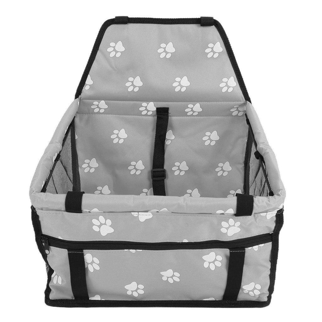 Bear Paw Pattern Pet Carrier Cage Washable Pet Car Travel Safety Seat with Support RodGray