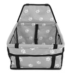Bear Paw Pattern Pet Carrier Cage Washable Pet Car Travel Safety Seat with Support RodGray