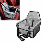 Bear Paw Pattern Pet Carrier Cage Washable Pet Car Travel Safety Seat with Support RodGray