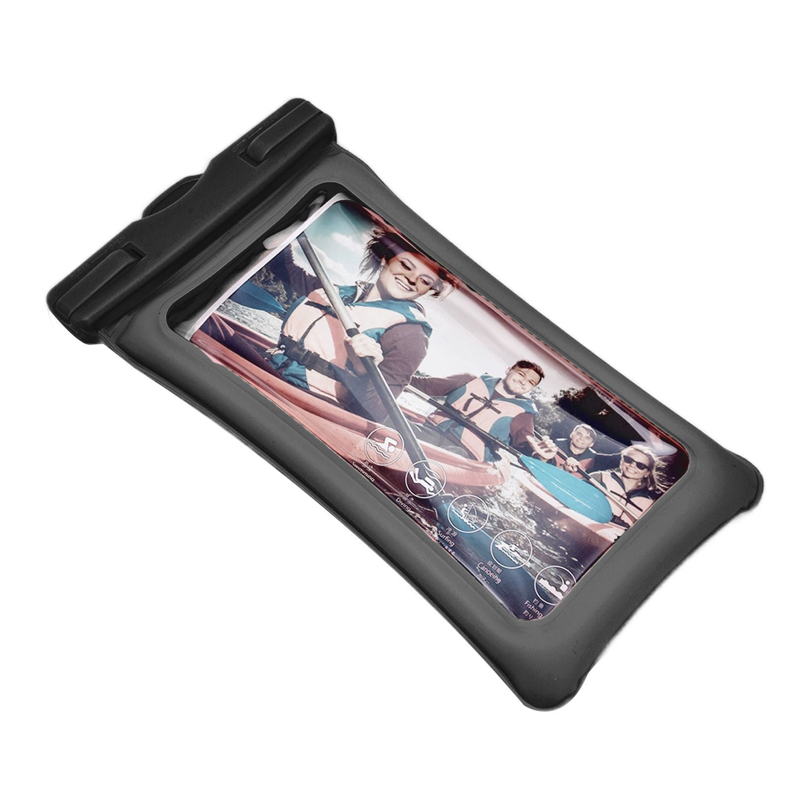 TPU Universal Floating Waterproof Phone Bag Pouch Cover with Lanyard for Below 7.2‑inch PhoneBlack
