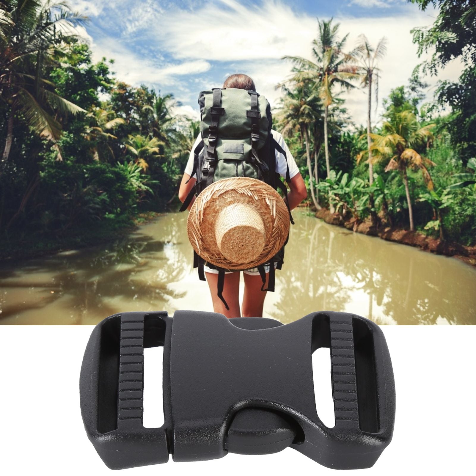 5Pcs Quick Release Buckle Plastic Dual Adjustable Strap Buckles Replacement DIY Craft for Backpack BlackFor 25mm Width Strap