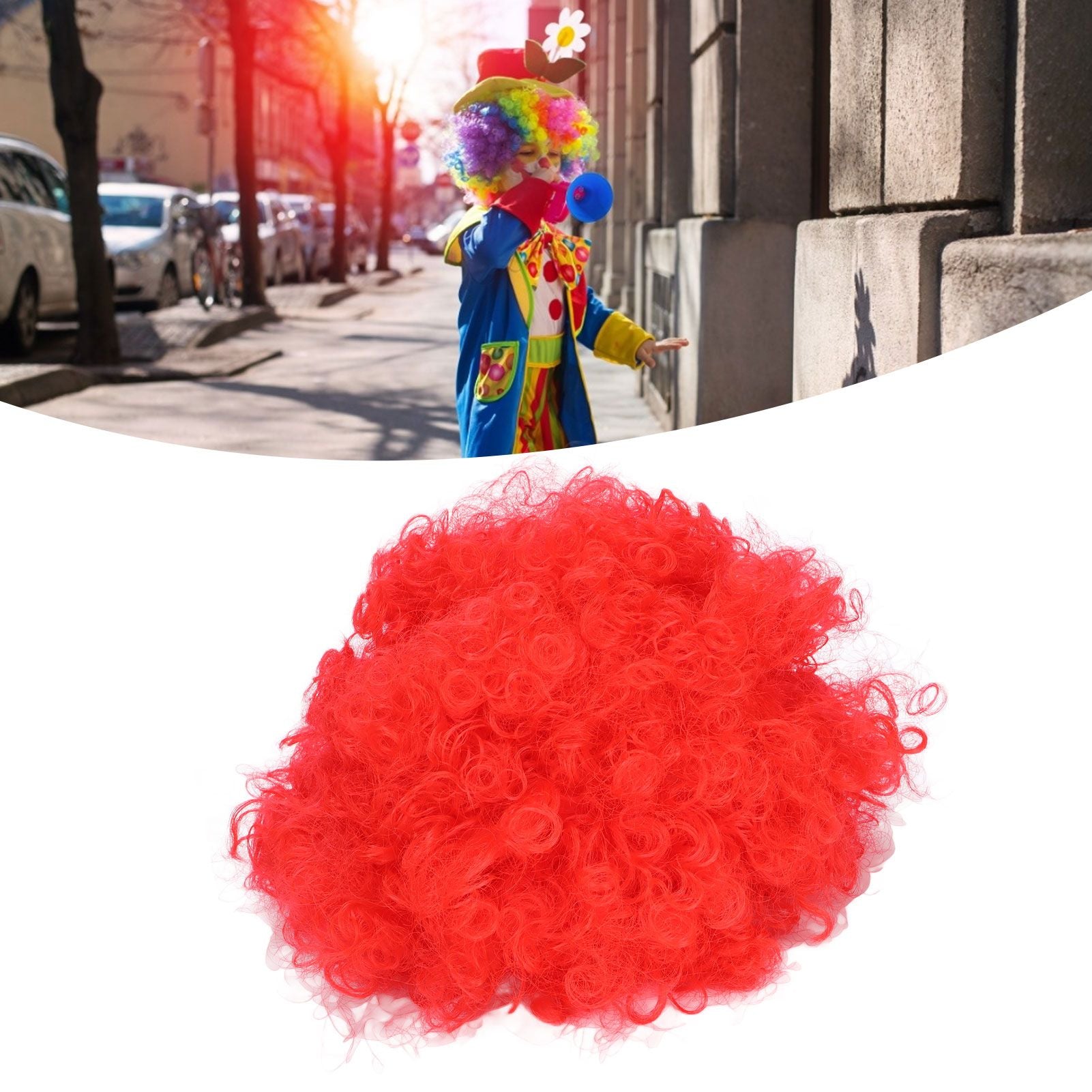 Adult Innovative Color Party Wig Halloween Interesting Headgear for Circus Troup FootballRed