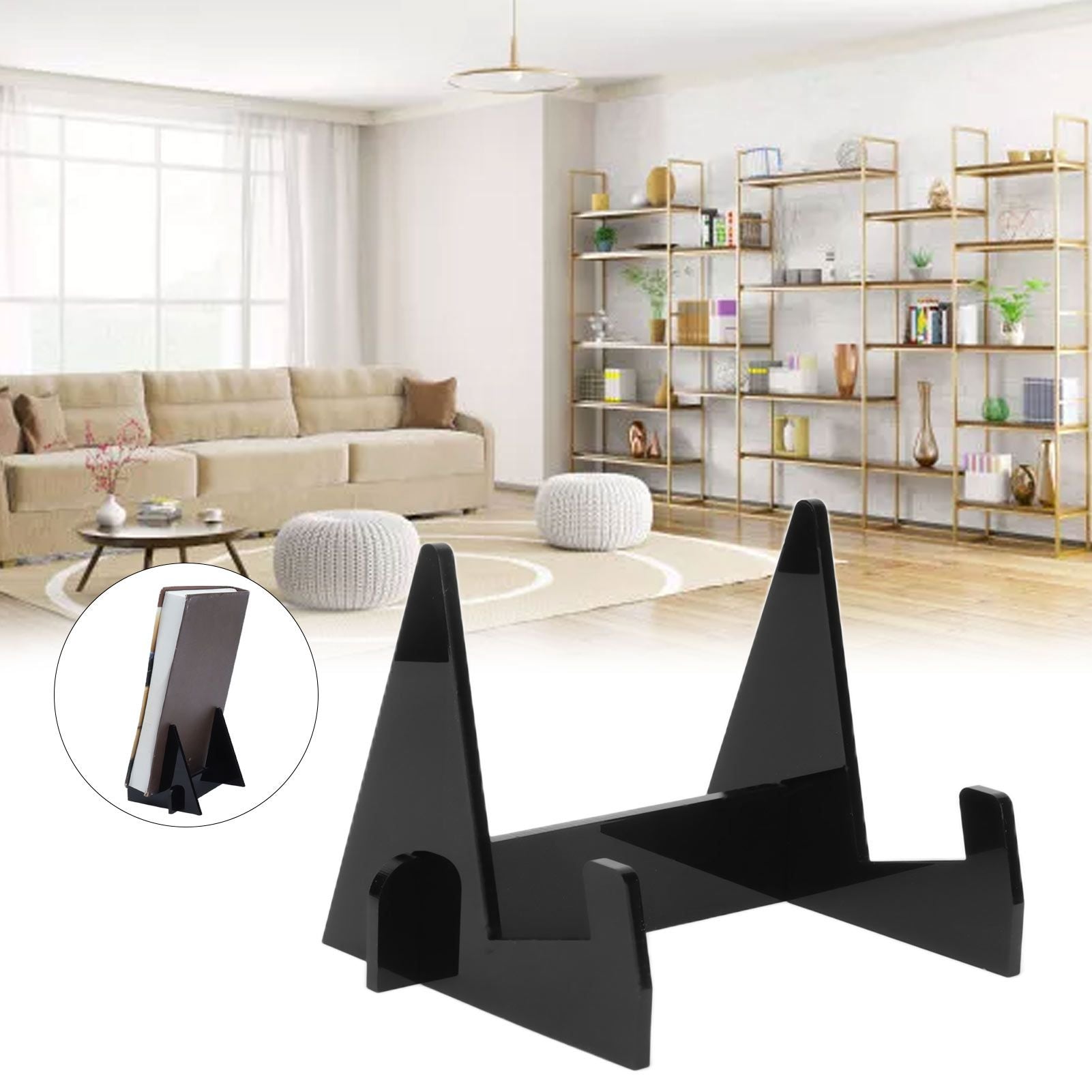 Acrylic Book Display Stand Book Holder Bookrack Bookshelf Office Bookcase for Kitchen HomeBlack