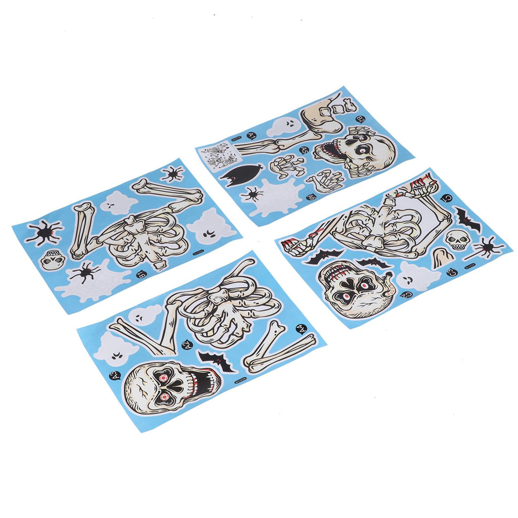 4Pcs Halloween Skull Pattern Wall Sticker Decorative Wall Decal for Living Room Bedroom