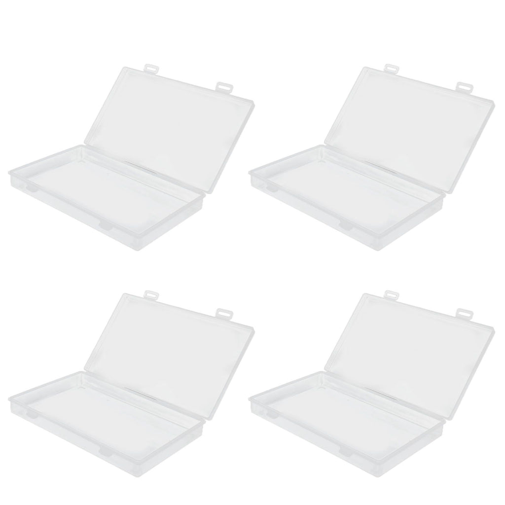 4Pcs Transparent Plastic Box with Hinged Cover Multipurpose Storage Container for Small Things