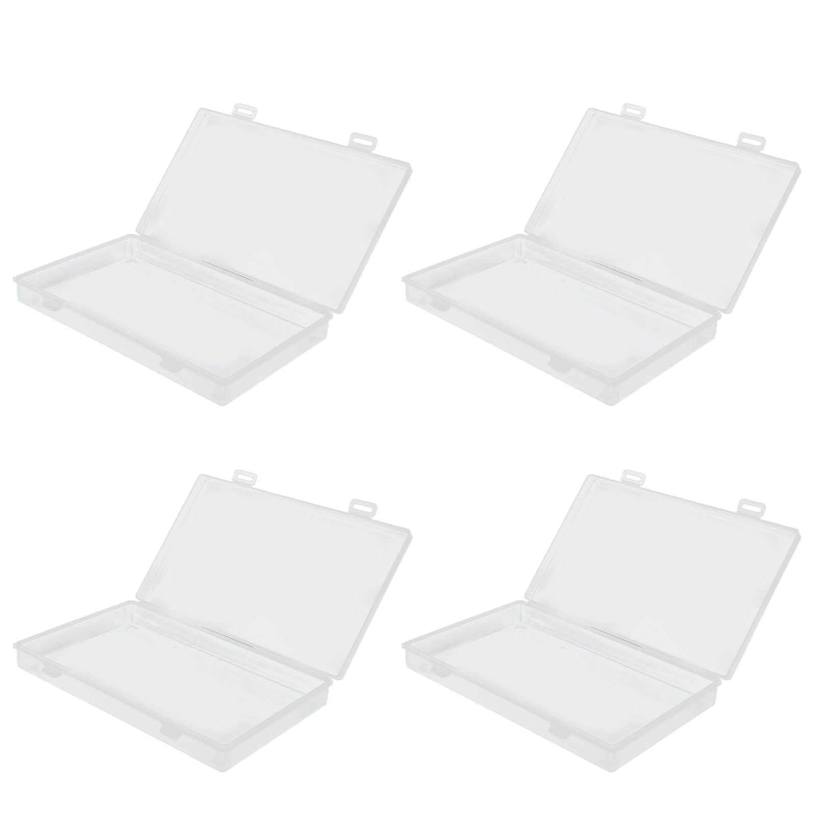 4Pcs Transparent Plastic Box with Hinged Cover Multipurpose Storage Container for Small Things