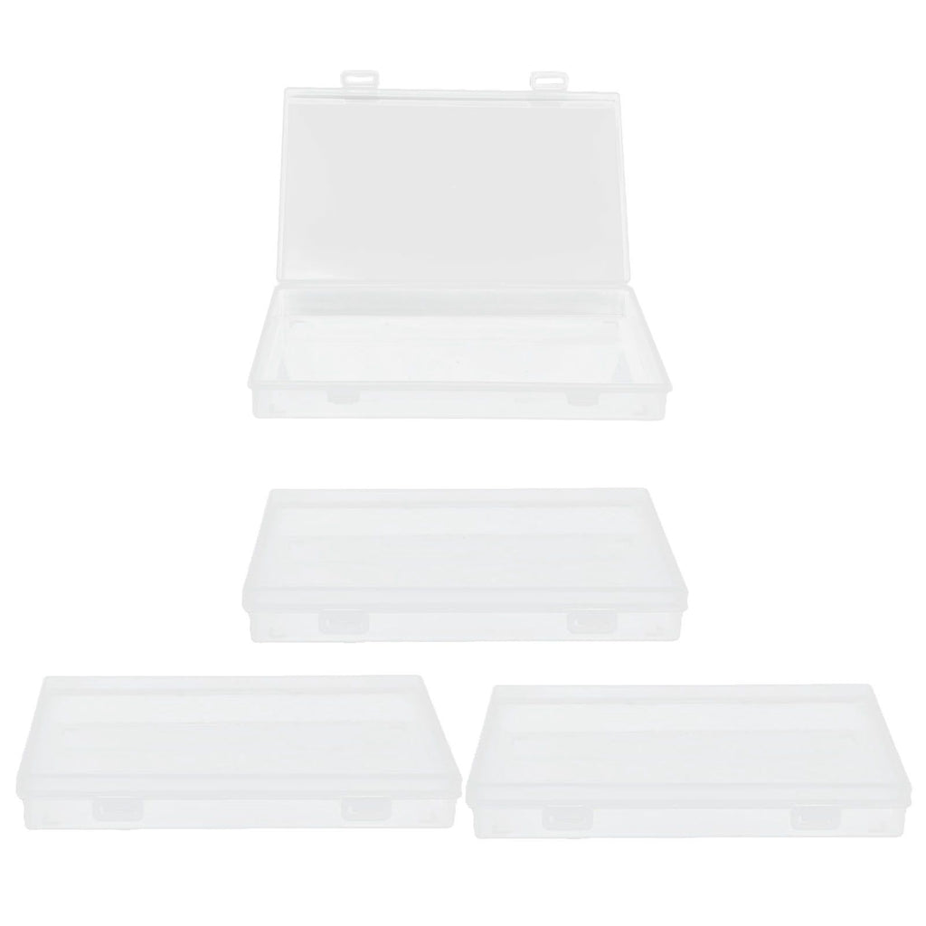 4Pcs Transparent Plastic Box with Hinged Cover Multipurpose Storage Container for Small Things
