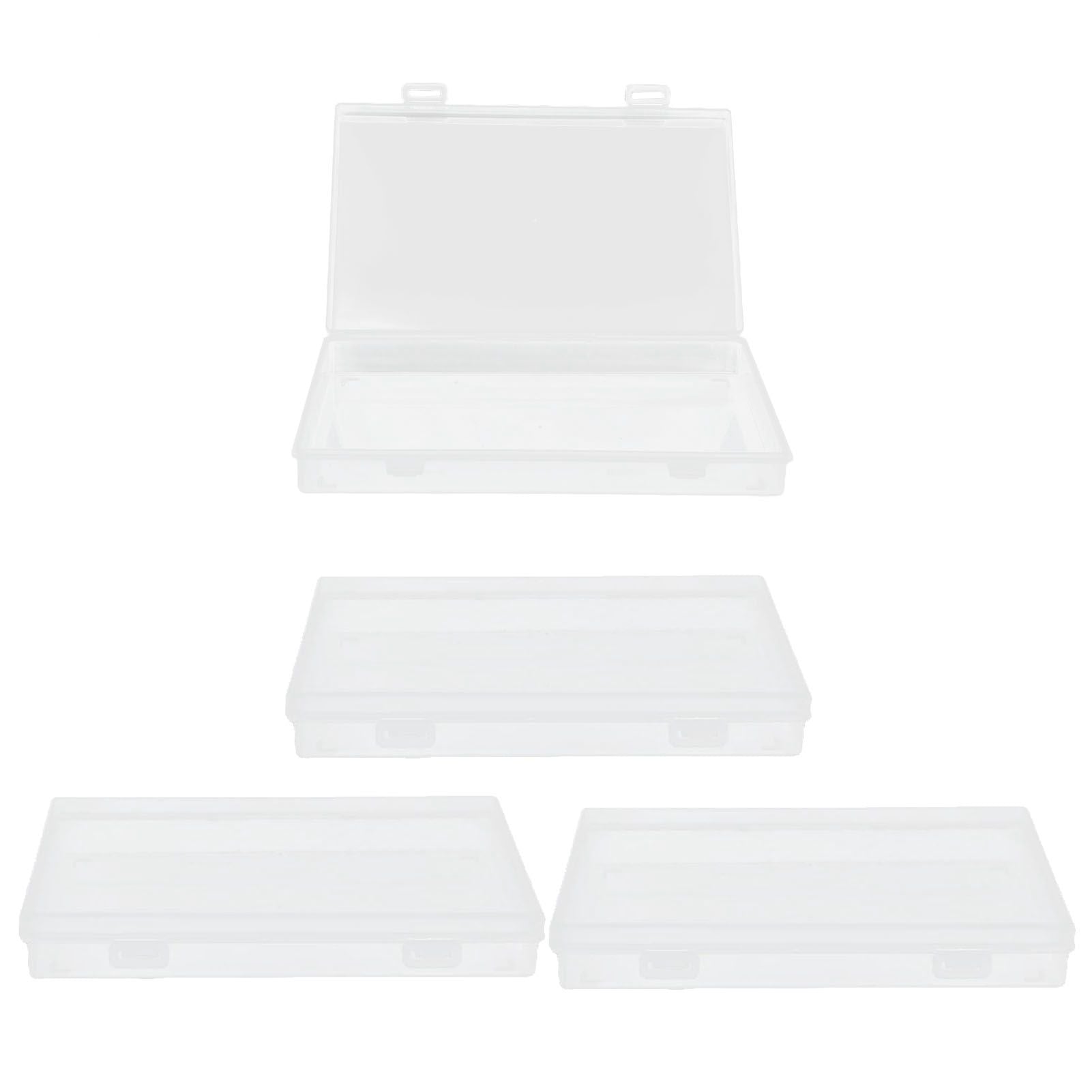 4Pcs Transparent Plastic Box with Hinged Cover Multipurpose Storage Container for Small Things