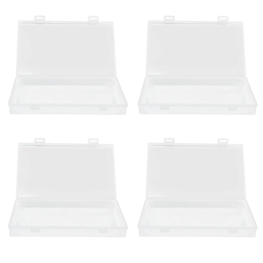4Pcs Transparent Plastic Box with Hinged Cover Multipurpose Storage Container for Small Things