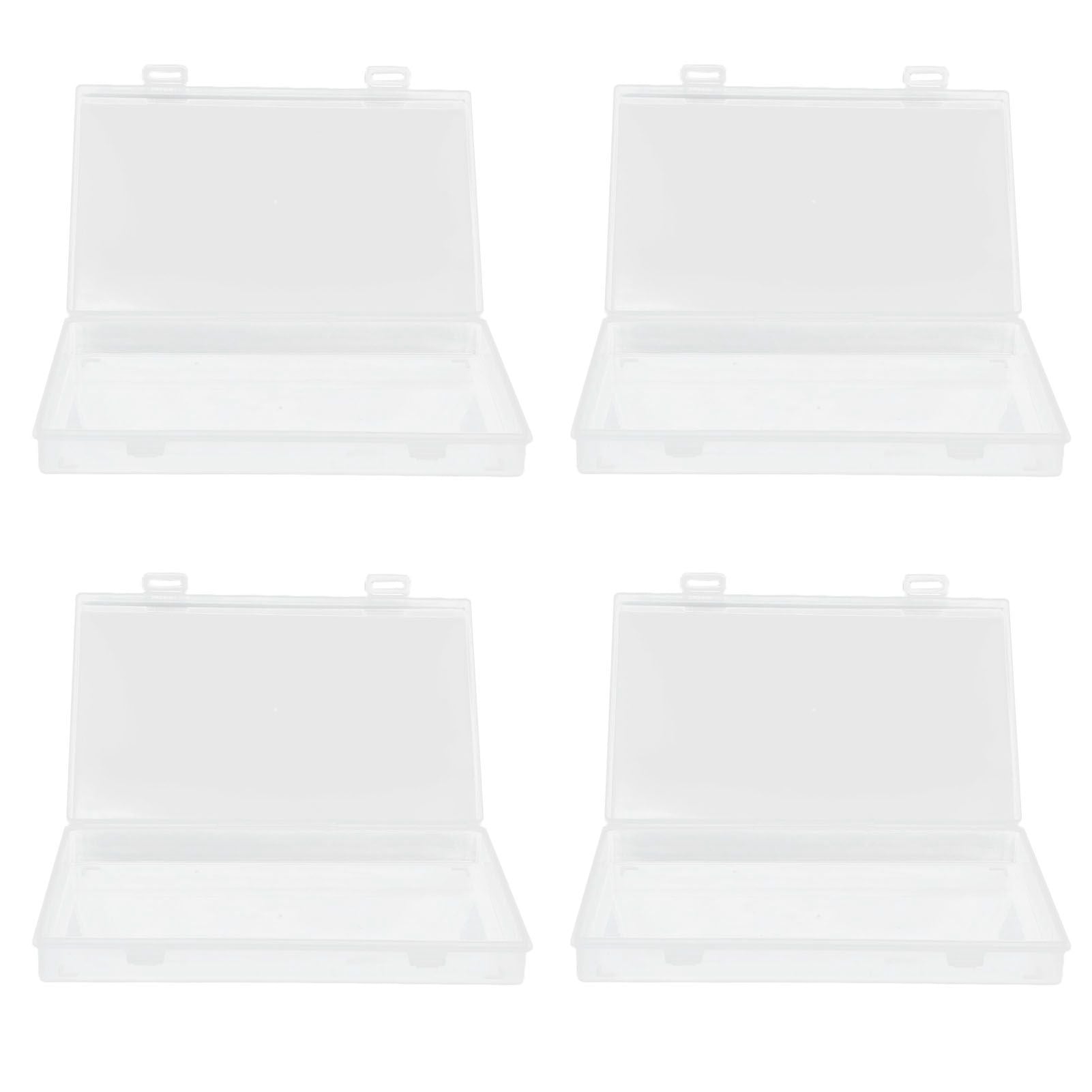 4Pcs Transparent Plastic Box with Hinged Cover Multipurpose Storage Container for Small Things