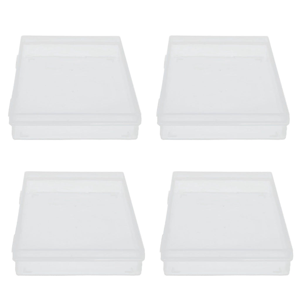 4Pcs Transparent Plastic Box with Hinged Cover Multipurpose Storage Container for Small Things