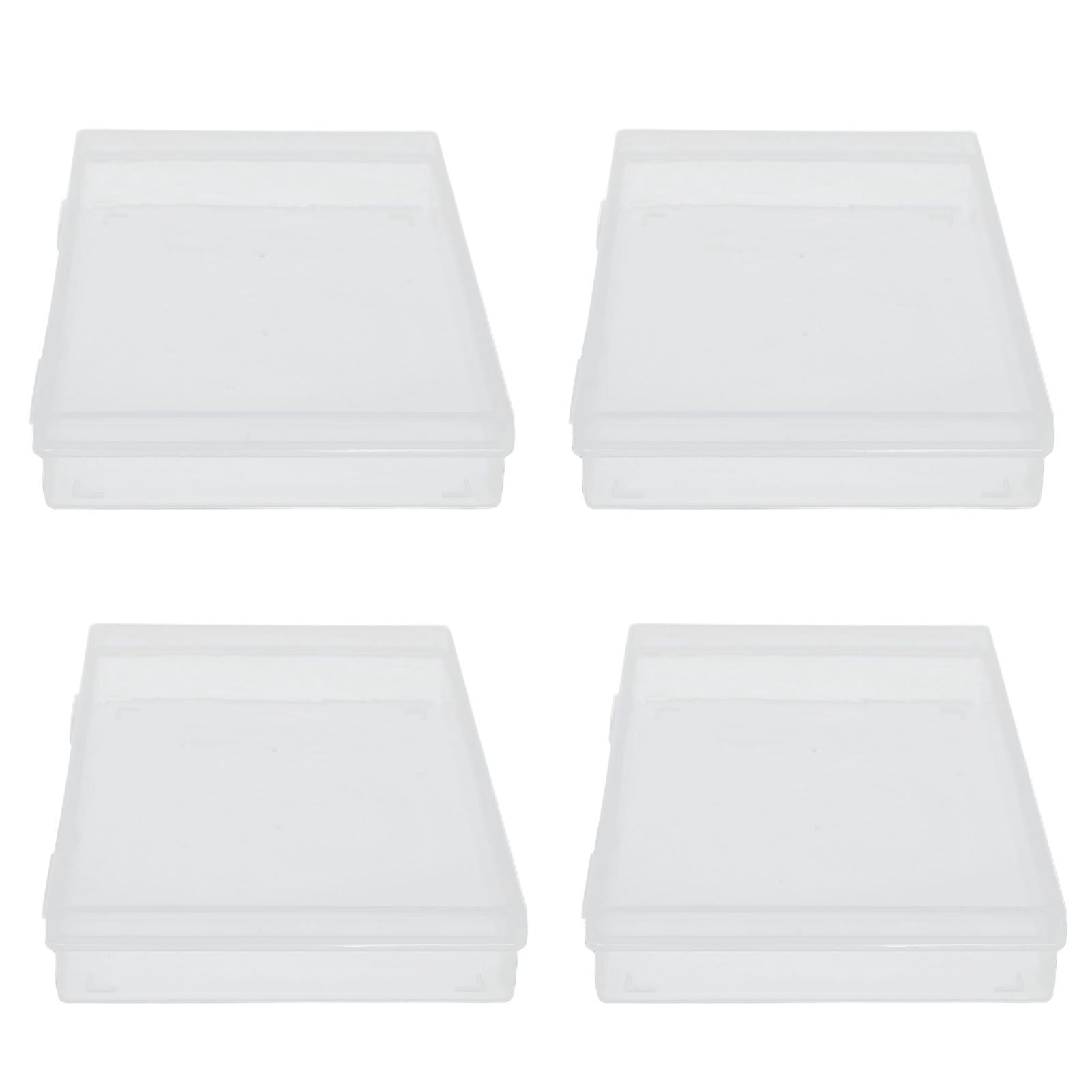 4Pcs Transparent Plastic Box with Hinged Cover Multipurpose Storage Container for Small Things