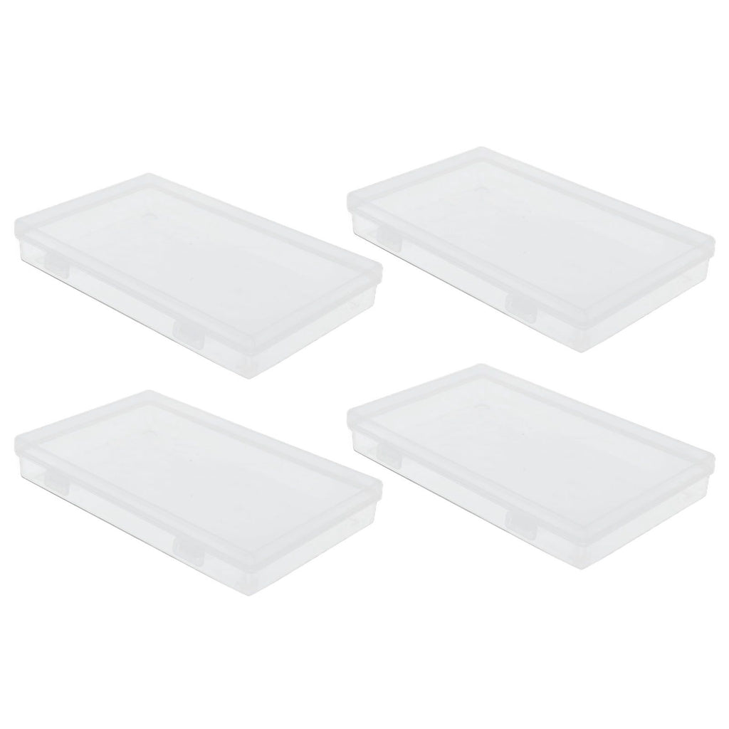 4Pcs Transparent Plastic Box with Hinged Cover Multipurpose Storage Container for Small Things