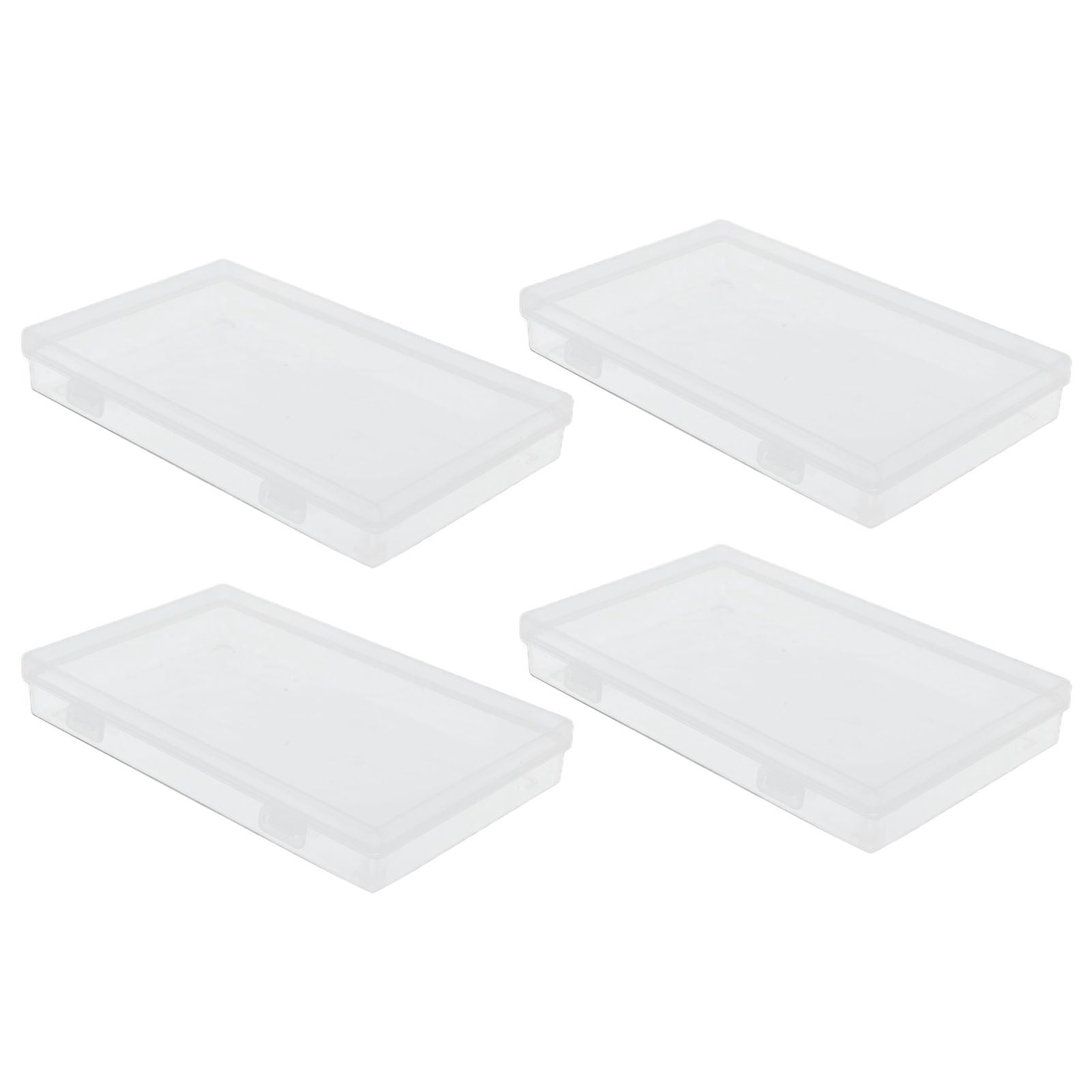 4Pcs Transparent Plastic Box with Hinged Cover Multipurpose Storage Container for Small Things