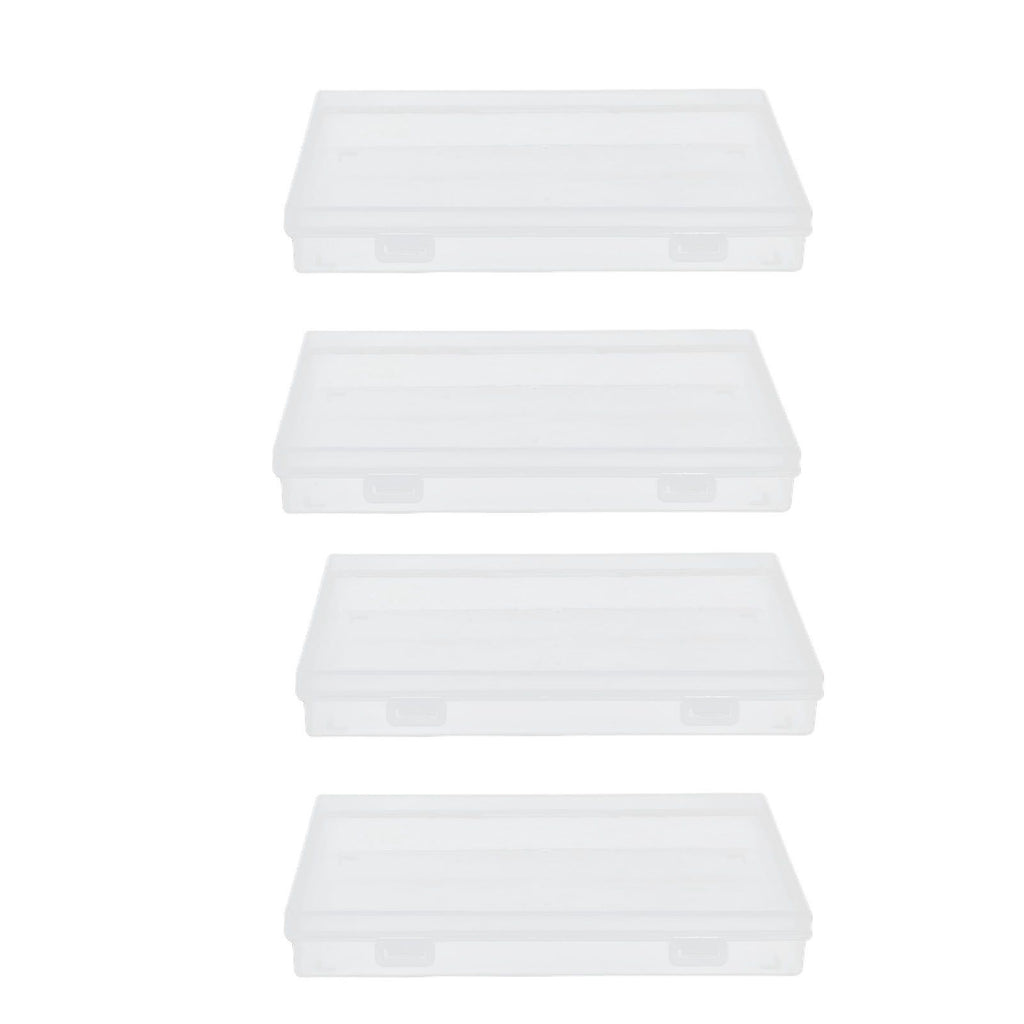 4Pcs Transparent Plastic Box with Hinged Cover Multipurpose Storage Container for Small Things