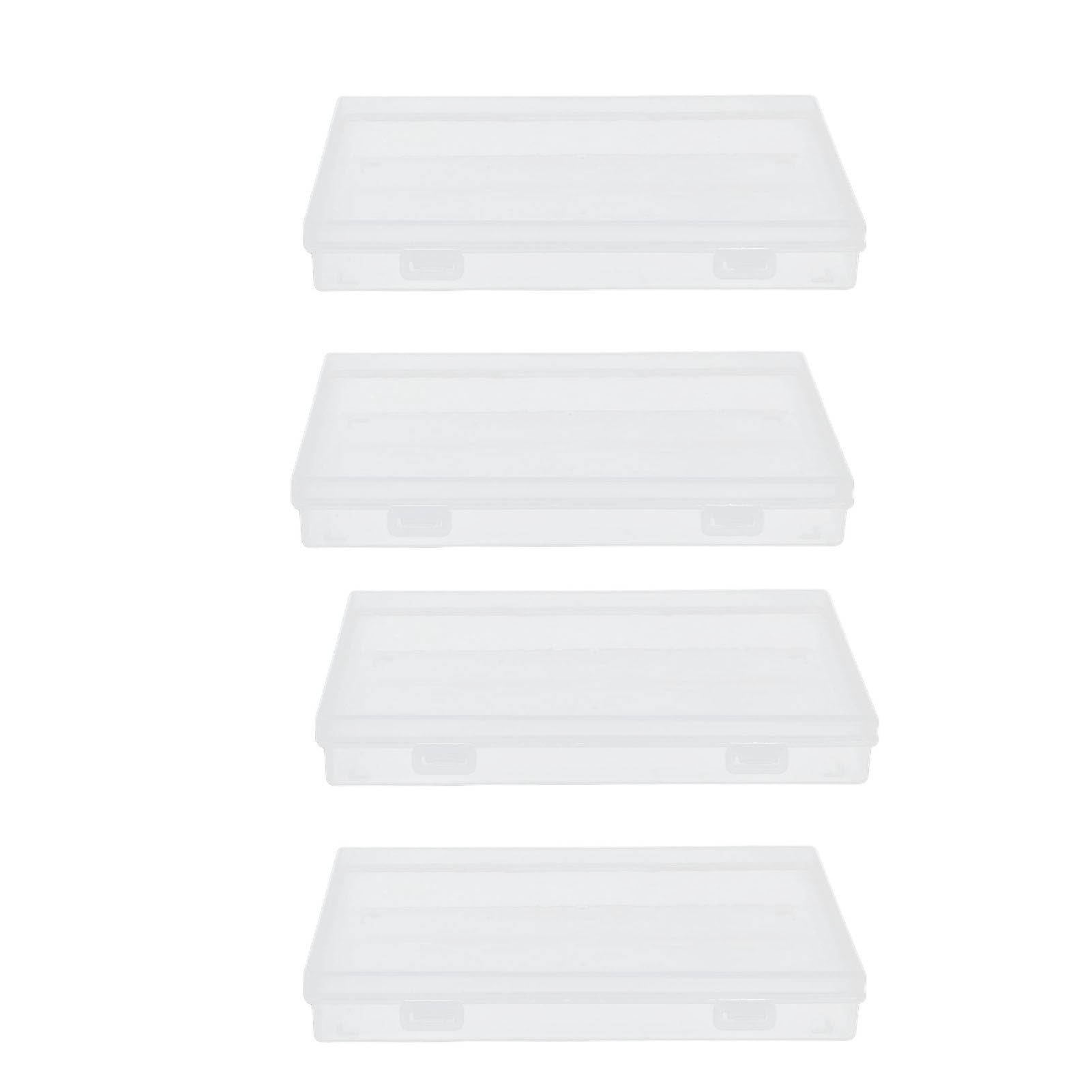 4Pcs Transparent Plastic Box with Hinged Cover Multipurpose Storage Container for Small Things