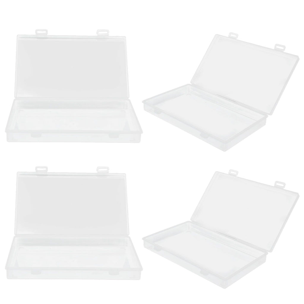 4Pcs Transparent Plastic Box with Hinged Cover Multipurpose Storage Container for Small Things