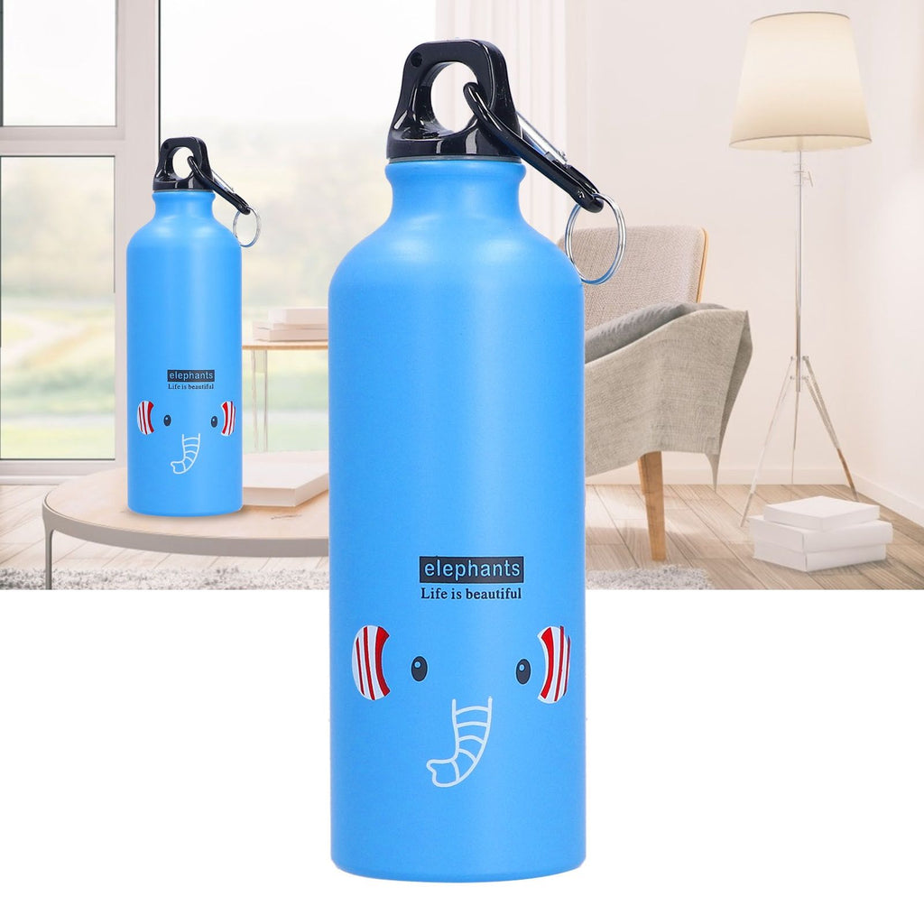 Kids Water Bottle Cute Cartoon 500ml Aluminum Insulated Water Bottle Sport Water JugBlue Elephant