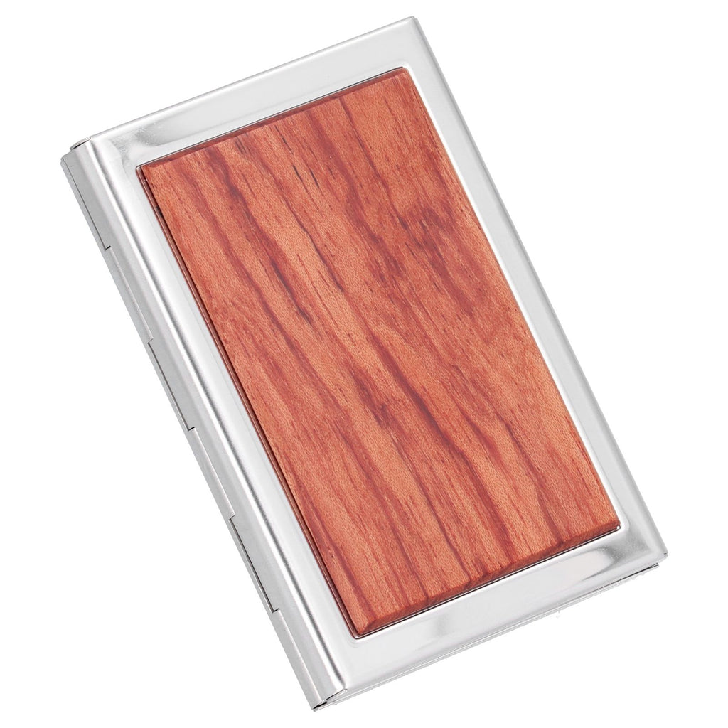 Wood Card Case Safe Bank Credit Card Box Portable Business ID Card Case Holder for Men WomenRosewood
