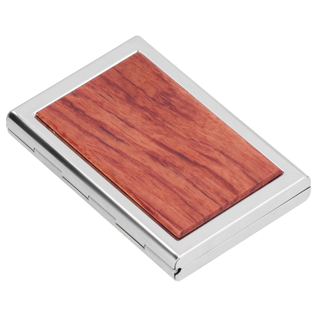 Wood Card Case Safe Bank Credit Card Box Portable Business ID Card Case Holder for Men WomenRosewood