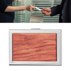 Wood Card Case Safe Bank Credit Card Box Portable Business ID Card Case Holder for Men WomenRosewood