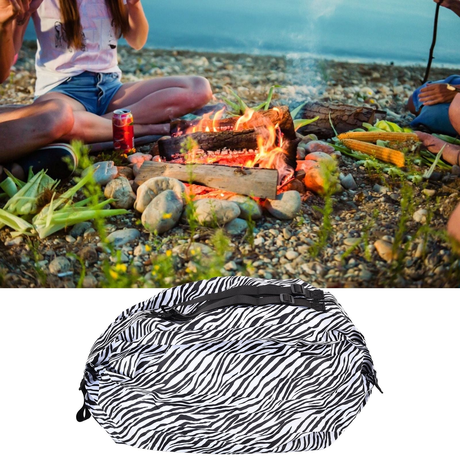 Stylish Reusable Shopping Bag Oxford Cloth Portable Foldable High Capacity Shoulder Bag Waterproof ToteZebra Stripe