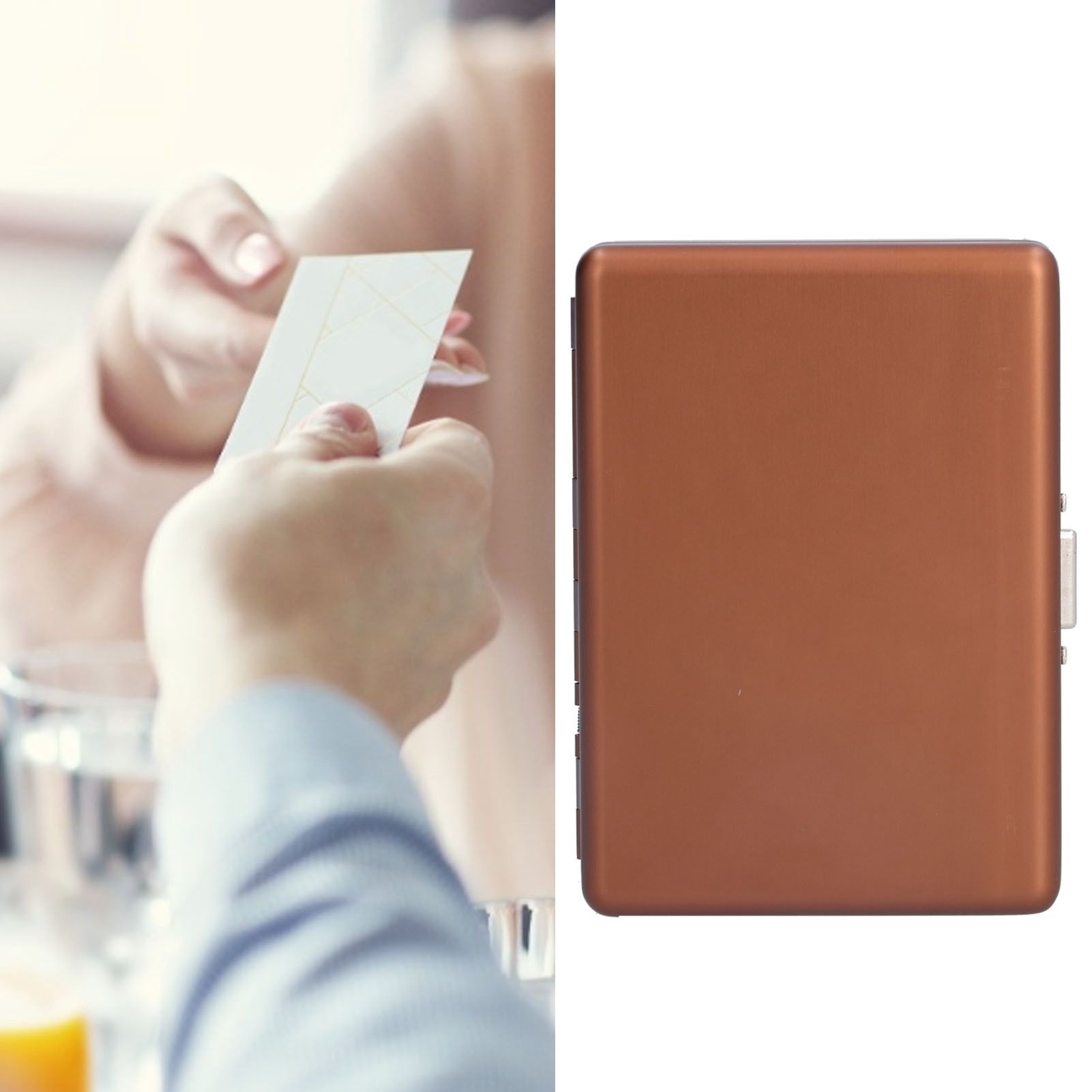 Fashionable Cigarette Case Brushed Aluminum Alloy Business Card Storage Box for Briefcase(Card Coffee Cigarette Box )