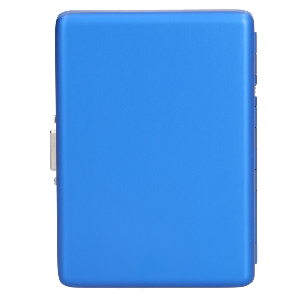 Fashionable Cigarette Case Brushed Aluminum Alloy Business Card Storage Box for Briefcase(Card Blue Cigarette Box )