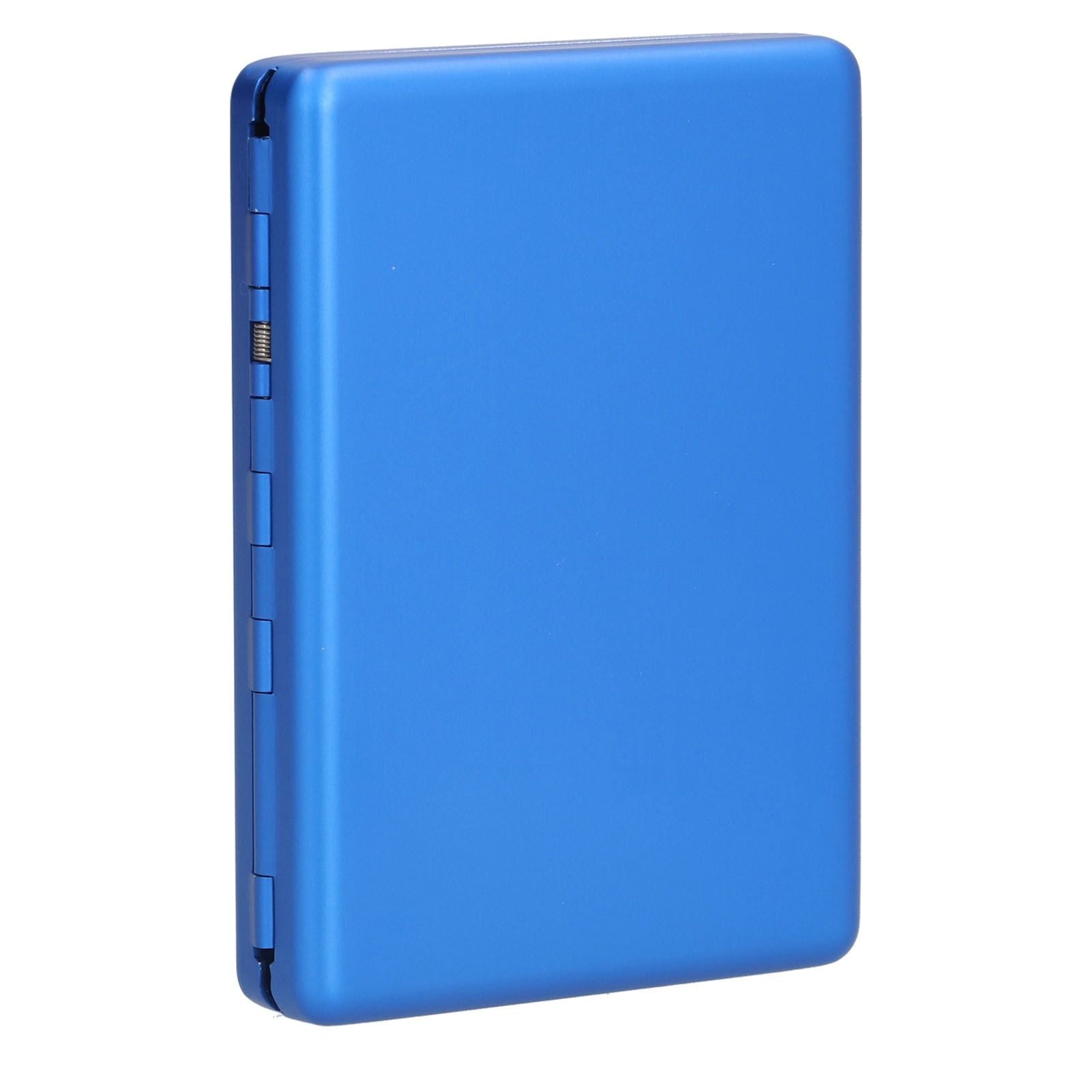 Fashionable Cigarette Case Brushed Aluminum Alloy Business Card Storage Box for Briefcase(Card Blue Cigarette Box )