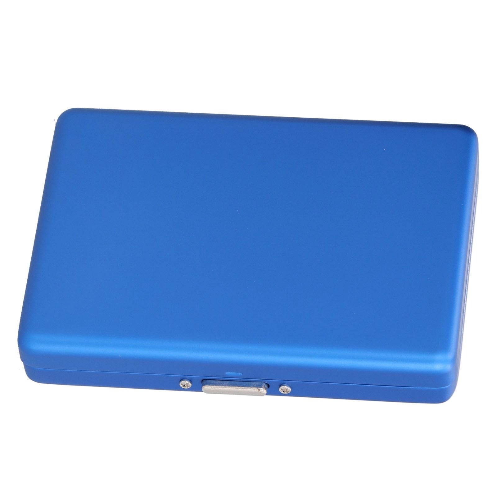 Fashionable Cigarette Case Brushed Aluminum Alloy Business Card Storage Box for Briefcase(Card Blue Cigarette Box )