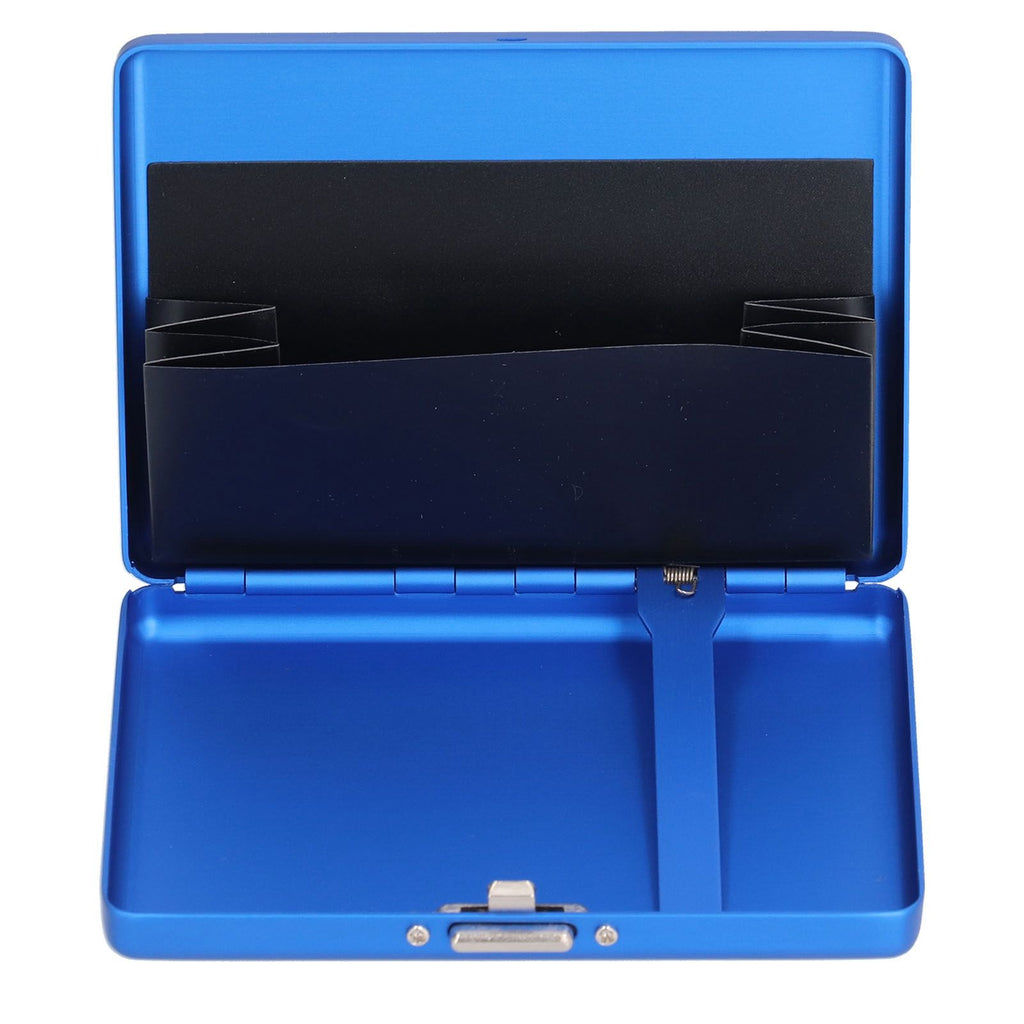 Fashionable Cigarette Case Brushed Aluminum Alloy Business Card Storage Box for Briefcase(Card Blue Cigarette Box )