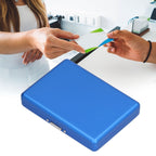 Fashionable Cigarette Case Brushed Aluminum Alloy Business Card Storage Box for Briefcase(Card Blue Cigarette Box )