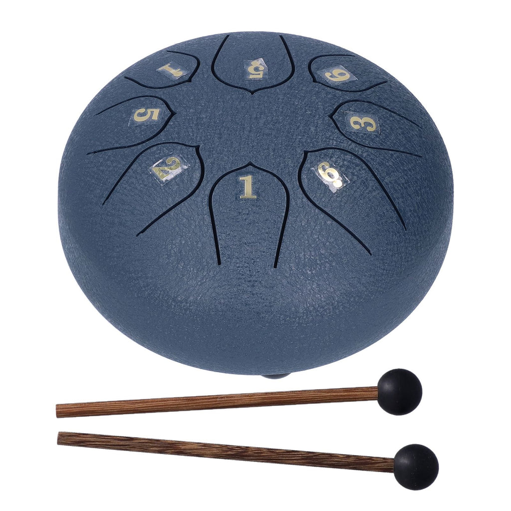 6in 8 Tones Tongue Drum with Mallets Music Book Musical Percussion Instruments for Meditation EntertainmentNavy Blue