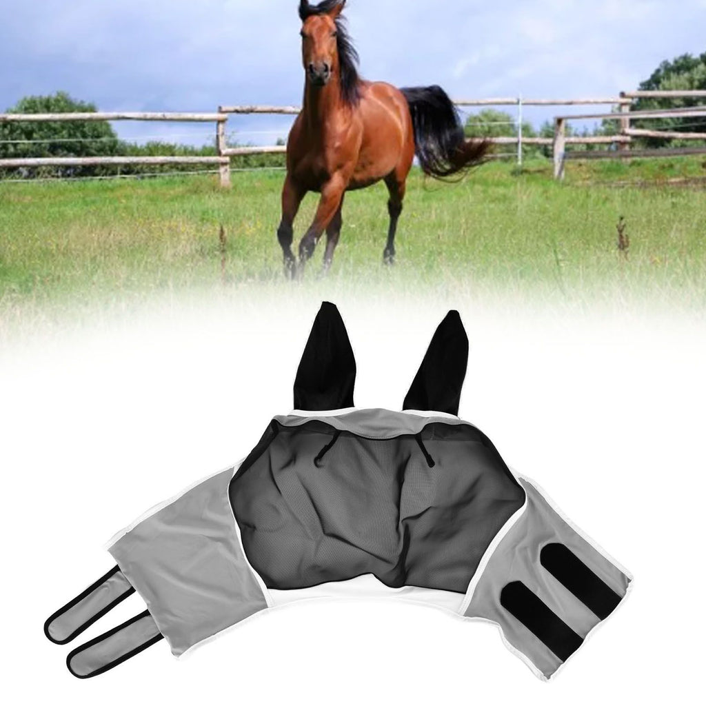Breathable Horse Mask Universal Adjustable Elastic Mosquito Fly Repelling Veil Cover ProtectorBlack S 71x112x35cm / 28.0x44.1x13.8in