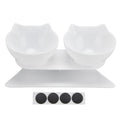 15° Inclined Cat Double Bowl Neck Guard Pet Feeding Bowl for Home Pet Shop Living Room(White Base White Bowl )