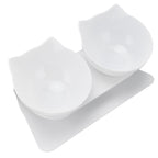 15° Inclined Cat Double Bowl Neck Guard Pet Feeding Bowl for Home Pet Shop Living Room(White Base White Bowl )