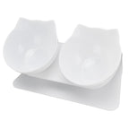 15° Inclined Cat Double Bowl Neck Guard Pet Feeding Bowl for Home Pet Shop Living Room(White Base White Bowl )