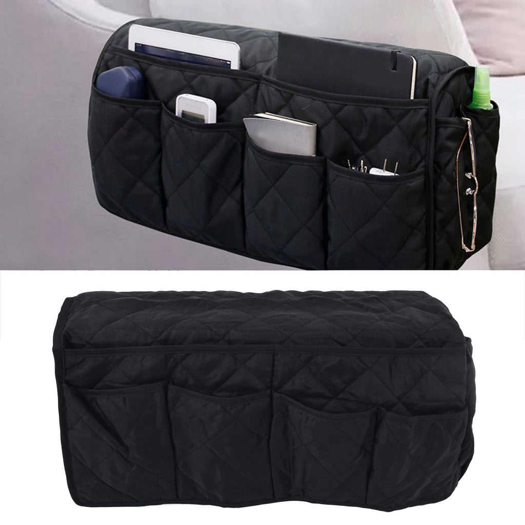 Couch Remote Holder Pocket Design Dustproof Waterproof Reasonable Layout Sofa Armrest OrganizersBlack