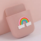 Remote Control Holders Wall Mount Adhesive Organizer Pen Storage Box Phone Holder for Office Home SchoolRainbow