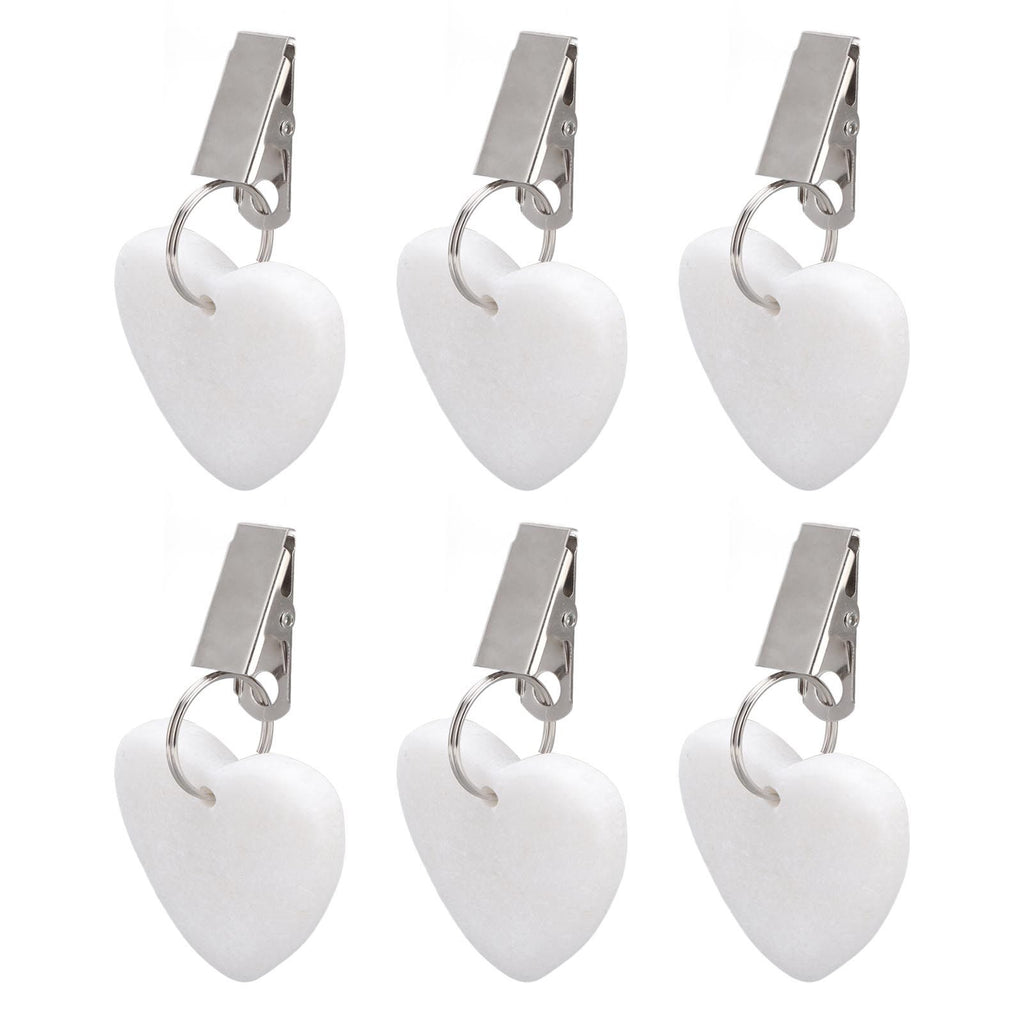 6Pcs Tablecloth Weights Marble Stainless Steel Small Size Waterproof Rustproof Durable Clip On Weights for Party PicnicHeart Shaped