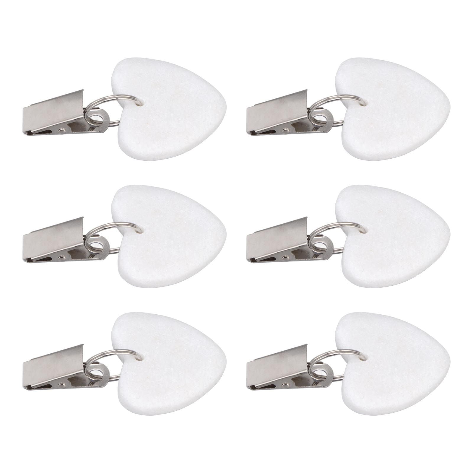 6Pcs Tablecloth Weights Marble Stainless Steel Small Size Waterproof Rustproof Durable Clip On Weights for Party PicnicHeart Shaped
