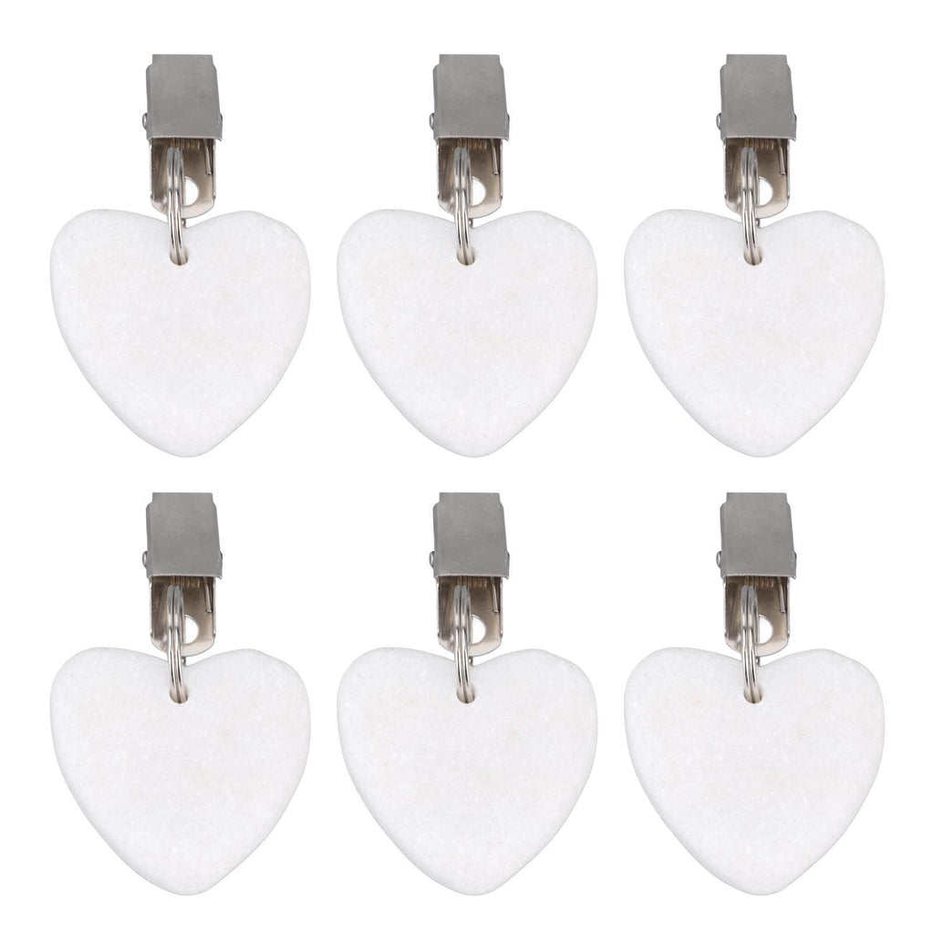 6Pcs Tablecloth Weights Marble Stainless Steel Small Size Waterproof Rustproof Durable Clip On Weights for Party PicnicHeart Shaped