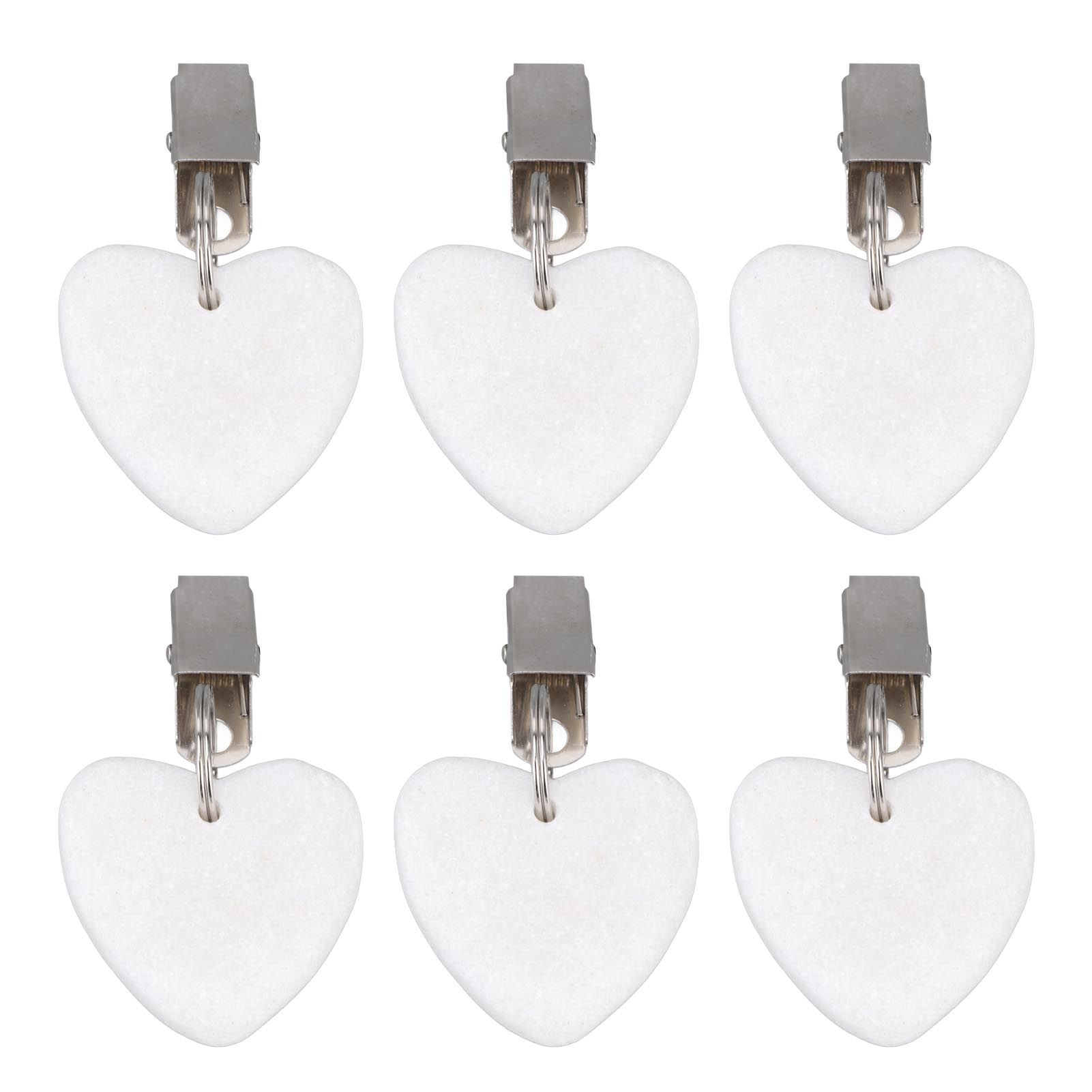 6Pcs Tablecloth Weights Marble Stainless Steel Small Size Waterproof Rustproof Durable Clip On Weights for Party PicnicHeart Shaped